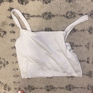 White Ribbed Crop Tank